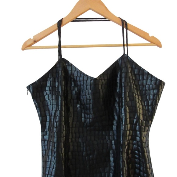 Vivienne Hu New York Black Snakeskin Python Dress Size 10 Sleeveless Cocktail - Picture 6 of 11